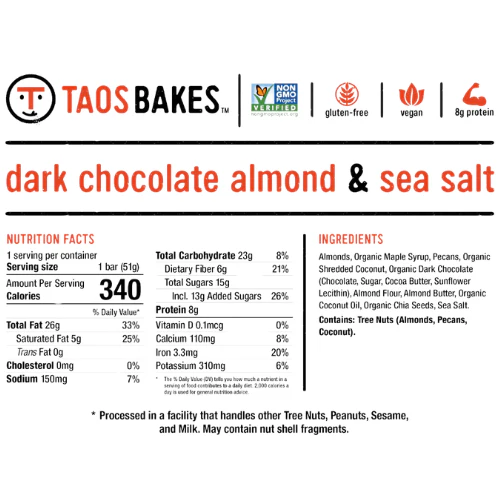 Dark Chocolate Almond & Sea Salt Bars by Taos Bakes - Image 5
