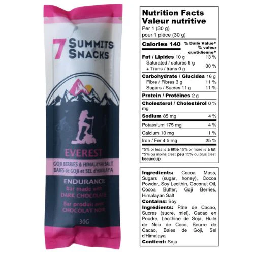 Everest Dark Chocolate Endurance Bar with Goji Berries by 7 Summits Snacks - Image 6