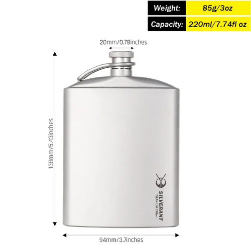 Titanium Hip Flask & Funnel - 220ml by SilverAnt - Image 4