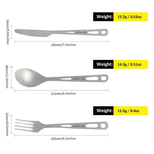 Titanium 3 Piece Cutlery Set (Knife, Fork and Spoon) by SilverAnt - Image 8