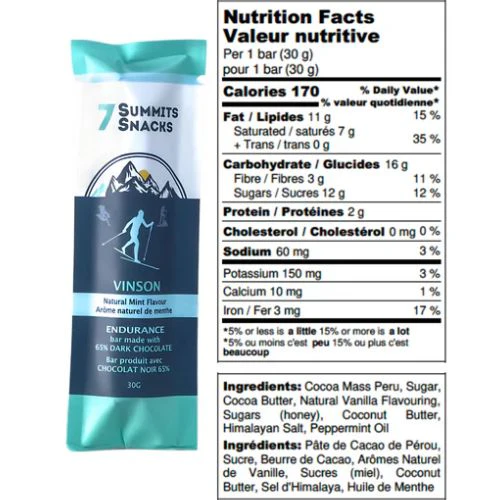 Vinson Dark Chocolate Endurance Bar with Mint by 7 Summits Snacks - Image 8